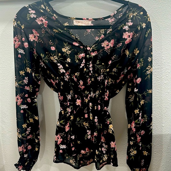 Flower Black Blouse - Picture 1 of 2